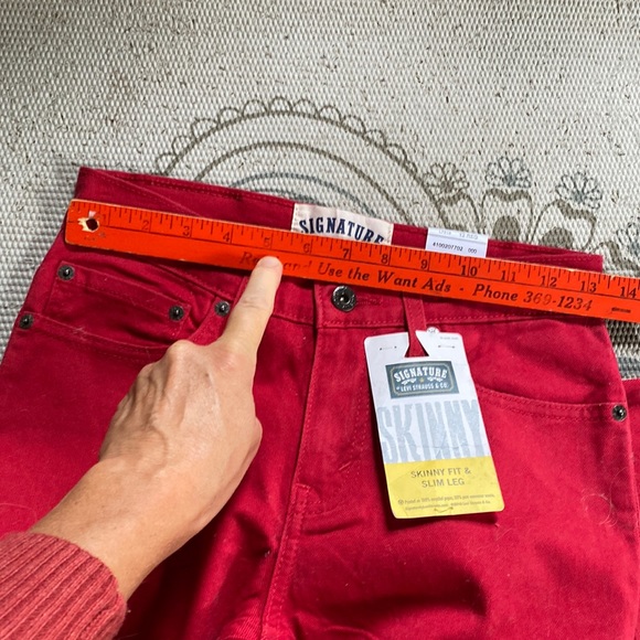Signature by Levi Strauss Skinny Fit kids jeans pants Red NWT NEW 12 Regular - Picture 7 of 9